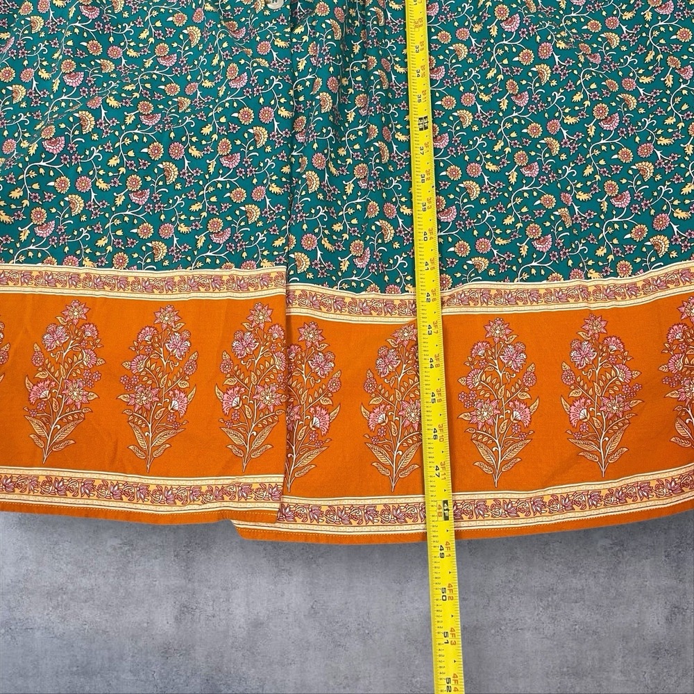Natural Life Avery Floral Midi  Dress Womens XS/S  Turquoise/Orange Boho Peasant - Picture 8 of 8
